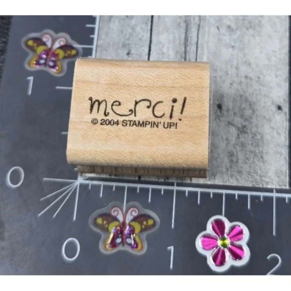 Stampin' Up! Merci Thank You 2004 Rubber Stamp Wood #L91
